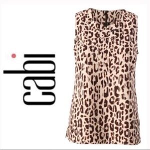 CAbi NWOT Brown Animal Print Sleeveless Tunic Top Blouse Med #3070